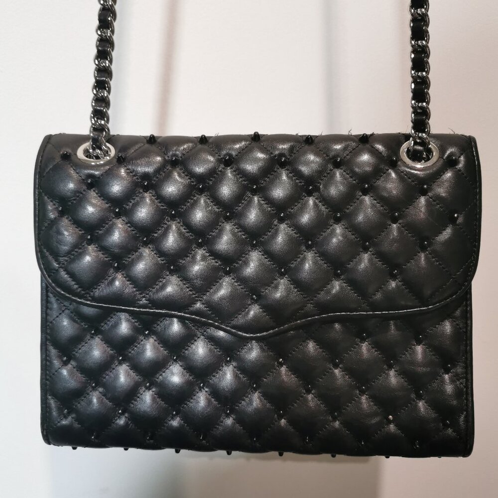 Black/Silver Quilted/Studded Crossbody/Shoulder Bag EUC #254